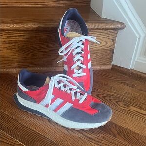 Adidas Men's Red, White, and Gray Sneakers